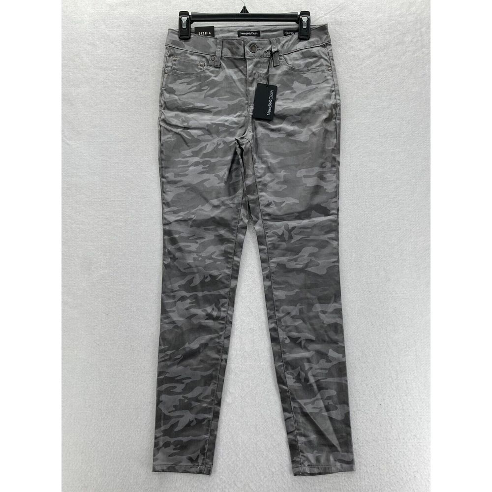 Needle & Cloth Women's 4 Gray Camouflage Stretch Skinny Ankle Pants Mid Rise NWT